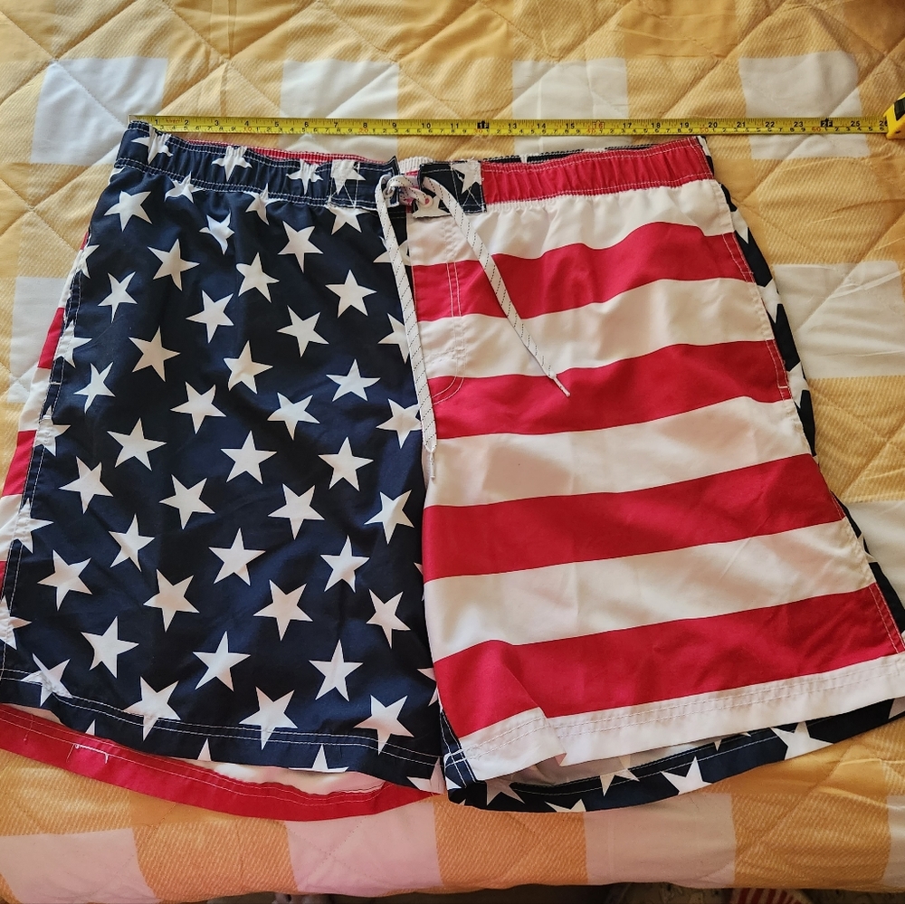 Men's George swim trunks,  size XL flag print